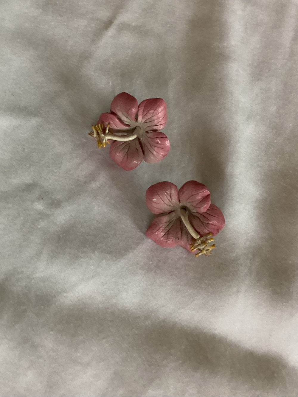 Pink Flower Stud Earrings - Unbranded